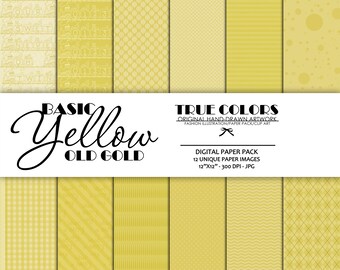 Digital Paper Pack Old Gold Paper Pack Yellow Digital Paper Basic Digital Paper Instant Download Scrapbook Digital Paper Basic Yellow Paper