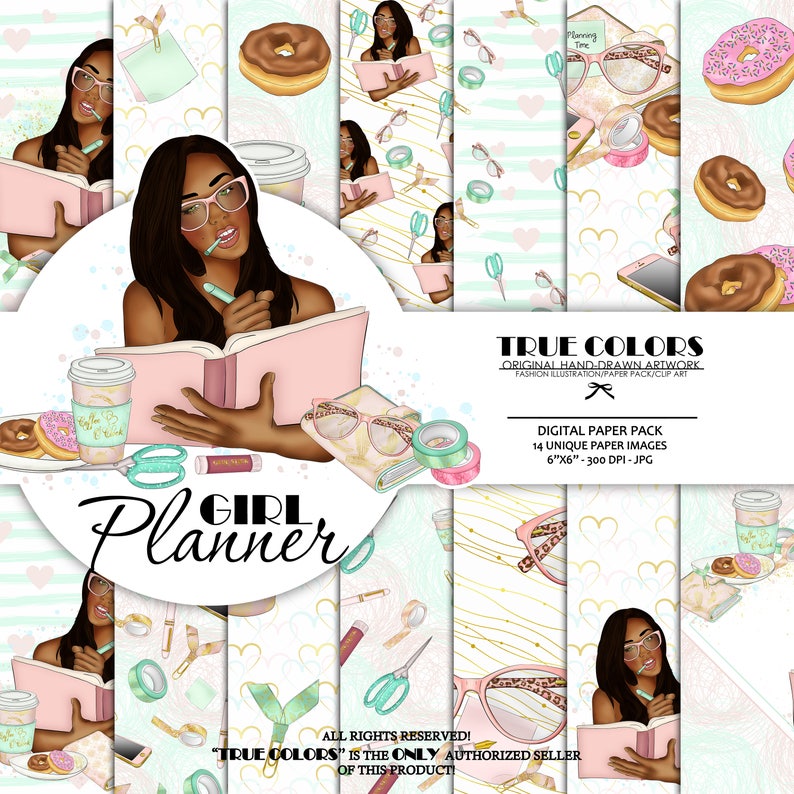 African American Planner Girl African American Digital Paper - Etsy