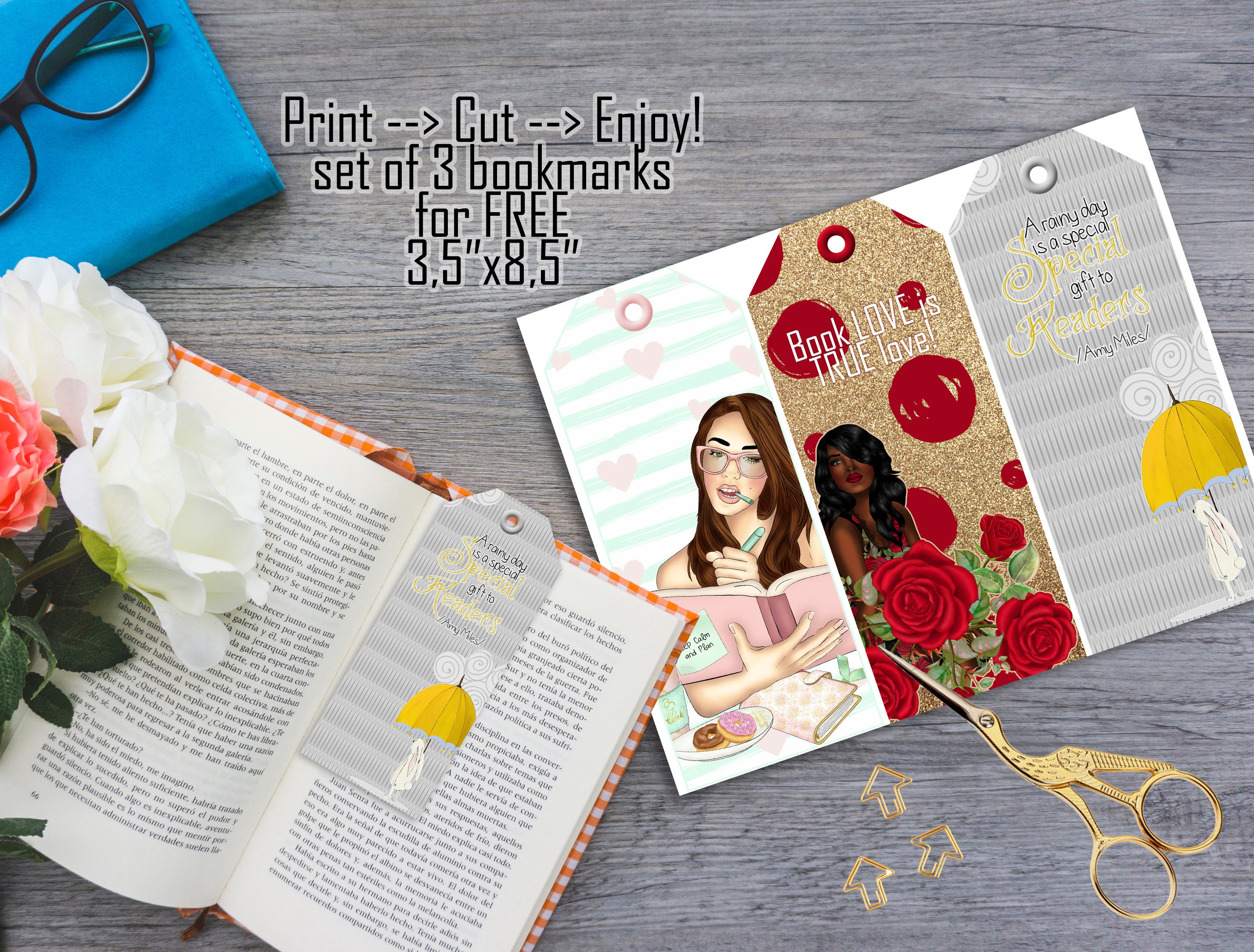 FREE Bookmark, Printable Bookmark, Free Instant Download Bookmarks, Set