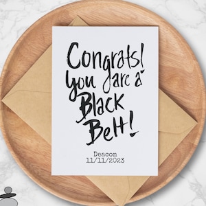 Personalized Congrats Black Belt Greeting Card,  Martial Arts Greeting Card, Black Belt Karate Greeting Card
