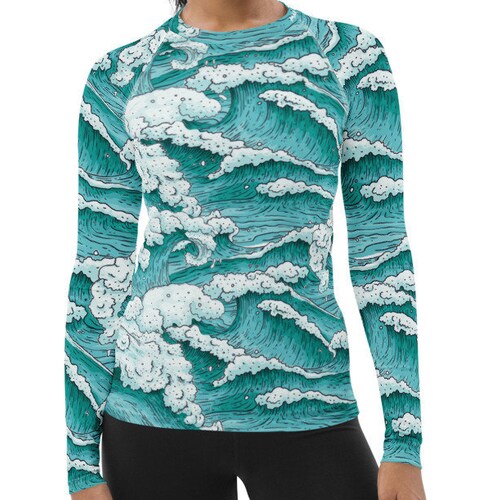 Japanese Ocean Wave Women's Rash Guard Jiu Jitsu Womens Etsy