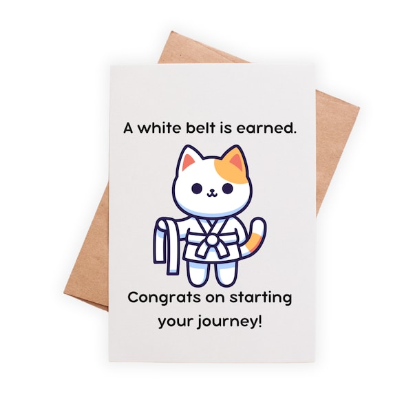 Carte de voeux Félicitations pour votre voyage dans les arts martiaux, nouvelle ceinture blanche