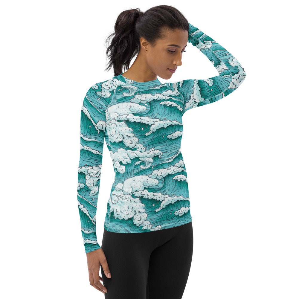 Japanese Ocean Wave Women's Rash Guard Jiu Jitsu Womens | Etsy