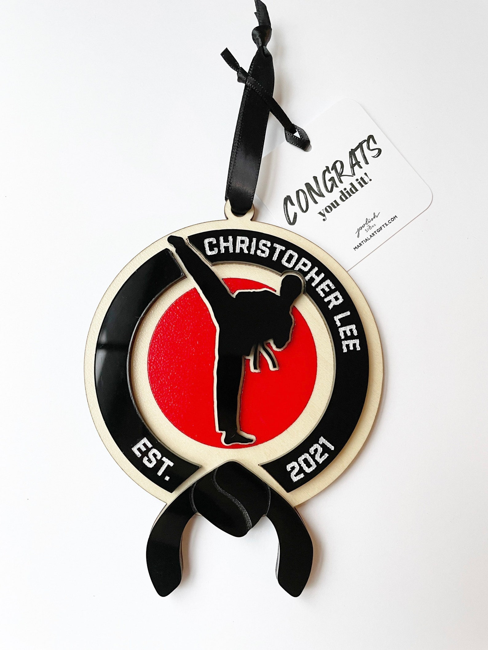 Black Belt Gift Martial Arts Ornament Personalized Karate Etsy