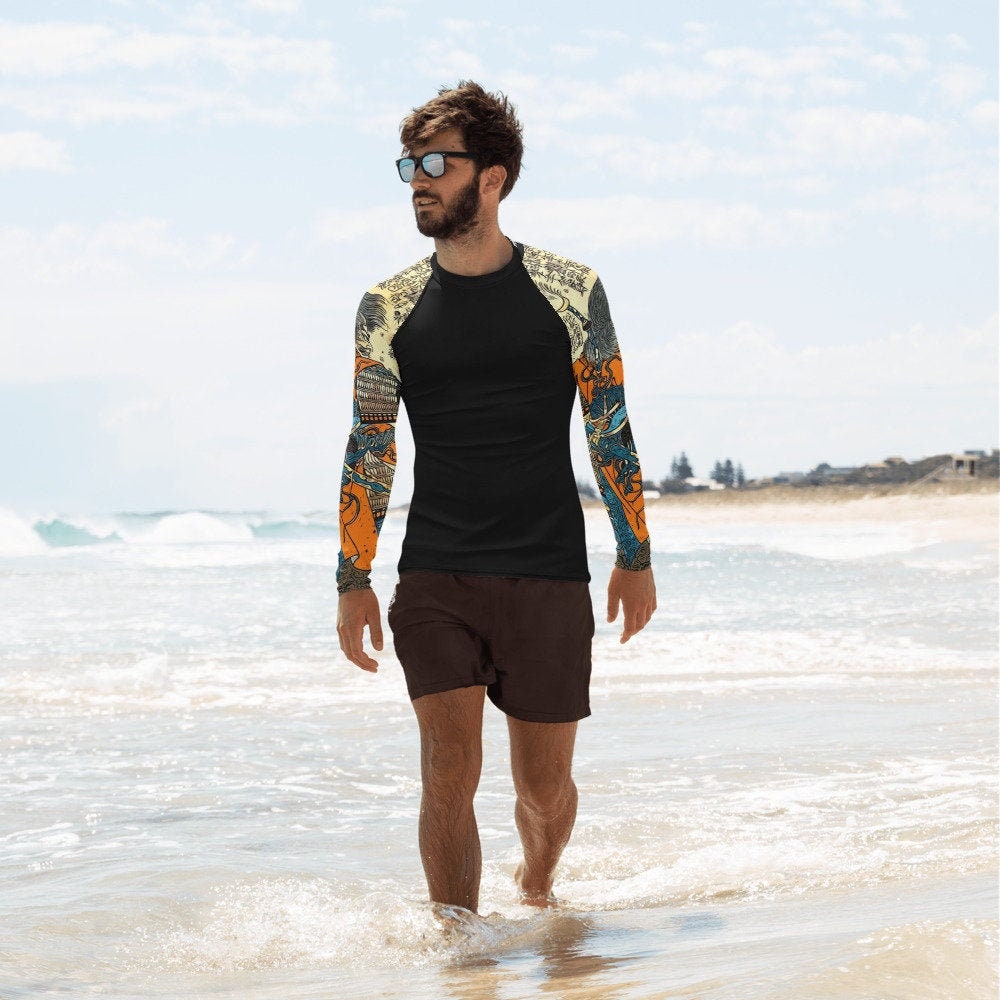 Jiu Jitsu Rash Guard, BJJ Men's Rash Guard, Samurai Warrior Marti…