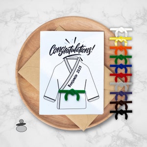 Felicitaciones Tarjeta de felicitación Black Belt, Tarjeta de felicitación de artes marciales, Tae Kwon Do, Tarjeta de felicitación de Karate