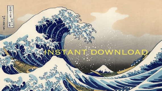 The Great Wave off Kanagawa Desktop Background Mac JPG | Etsy