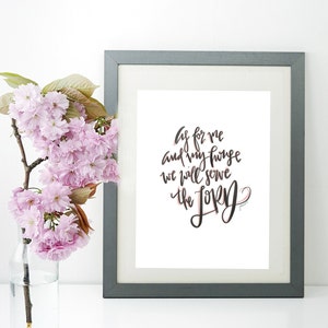 5x7, Digital Print, As for Me and My House, Bible Verse Print, Wall Decor, Hand Lettering, 5x7 Print