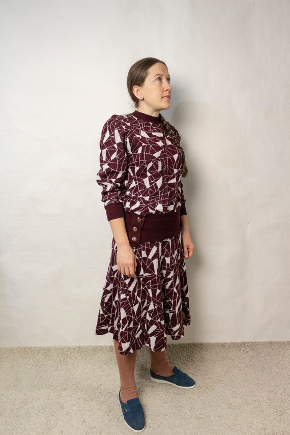vintage warm women's suit-knitted suit-knitted ski