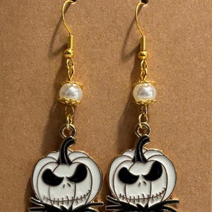 Handmade Jack Skellington Hypoallergenic Dangling Earrings