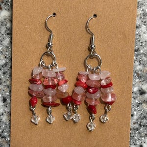 Handmade Pink Dangling Earrings with Rose Quartz