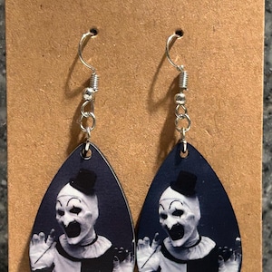 Handmade Art the Clown-Terrifier Tear Drop Dangling Earrings