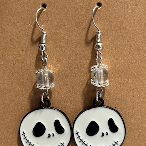 Handmade Feminine Jack Skellington Dangling Earrings