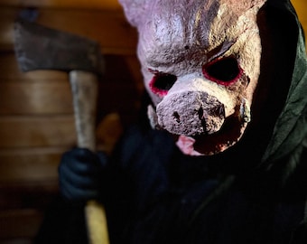 Máscara de cerdo espeluznante de papel maché