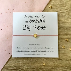 Big Sister Little Sister Wish Bracelet, Sibling Gift, Birthday and Christmas Gift for Sister, Gift from Baby