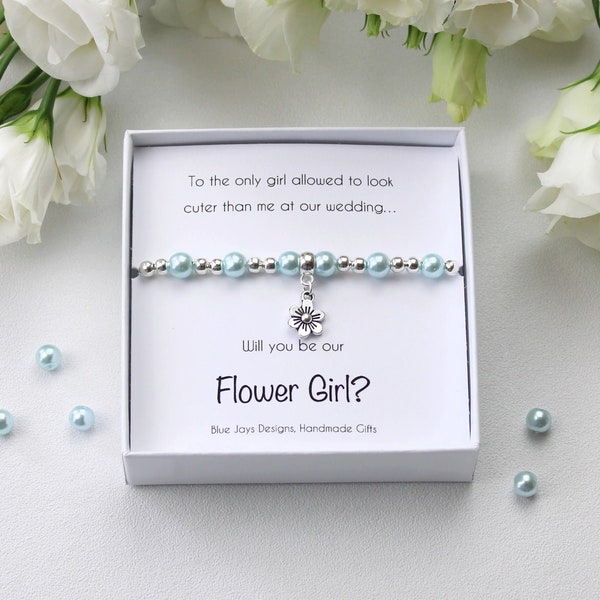 Wedding Party Gifts, Flower Girl Pearl Bracelet for Wedding, Flower Girl Gifts, Bridesmaid Gift, Flower Girl Jewellery