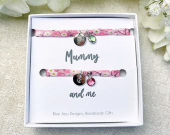 Silver Mum and Daughter, Mummy and Me, Mothers Day Gifts, Christmas Gifts for Mum, Initial Bracelet, Birthday Gift for Mum, Personalised