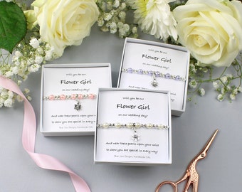 Flower Girl Proposal, Proposal Bracelet, Will You Be Our, Be Our Flower Girl, Flower Girl Poem, Wedding Favours, Destination Wedding, Pearl