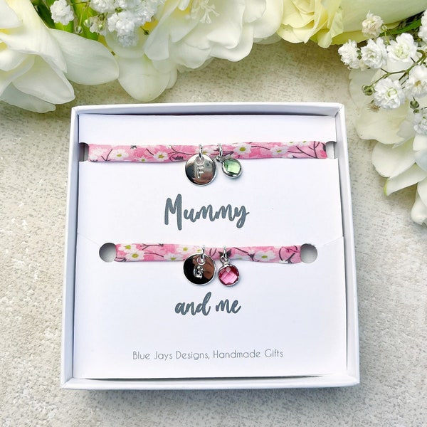 Silver Mum and Daughter, Mummy and Me, Mothers Day Gifts, Christmas Gifts for Mum, Initial Bracelet, Birthday Gift for Mum, Personalised