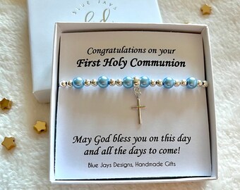 Communion Gift, Religious Jewellery, First Holy Communion, Eucharist, 1st Communion, 1st Communion Gifts, White Pearl Bracelet