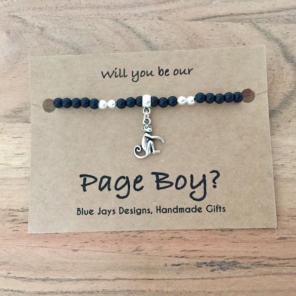 Page Boy Proposal, Boys Bracelet, Ask Page Boy, Gift For Pageboy, Will you be my Page Boy, Monkey Bracelet, Groomsmen Gift, Gifts For Boys