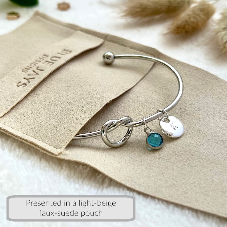 Silbernes Knotenarmband Geschenk für Sie, personalisierte Weihnachtsgeschenke, Geschenk für die beste Freundin, Geschenke für die Trauzeugin, Geburtstagsgeschenk für die Schwester Bild 4