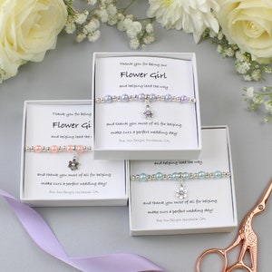 Thank You Flower Girl Pink Pearl Bracelet, Thank You Bridesmaid, Bridal Party Gift, Delicate Bracelet, Flower Girl Gift, Wedding Party