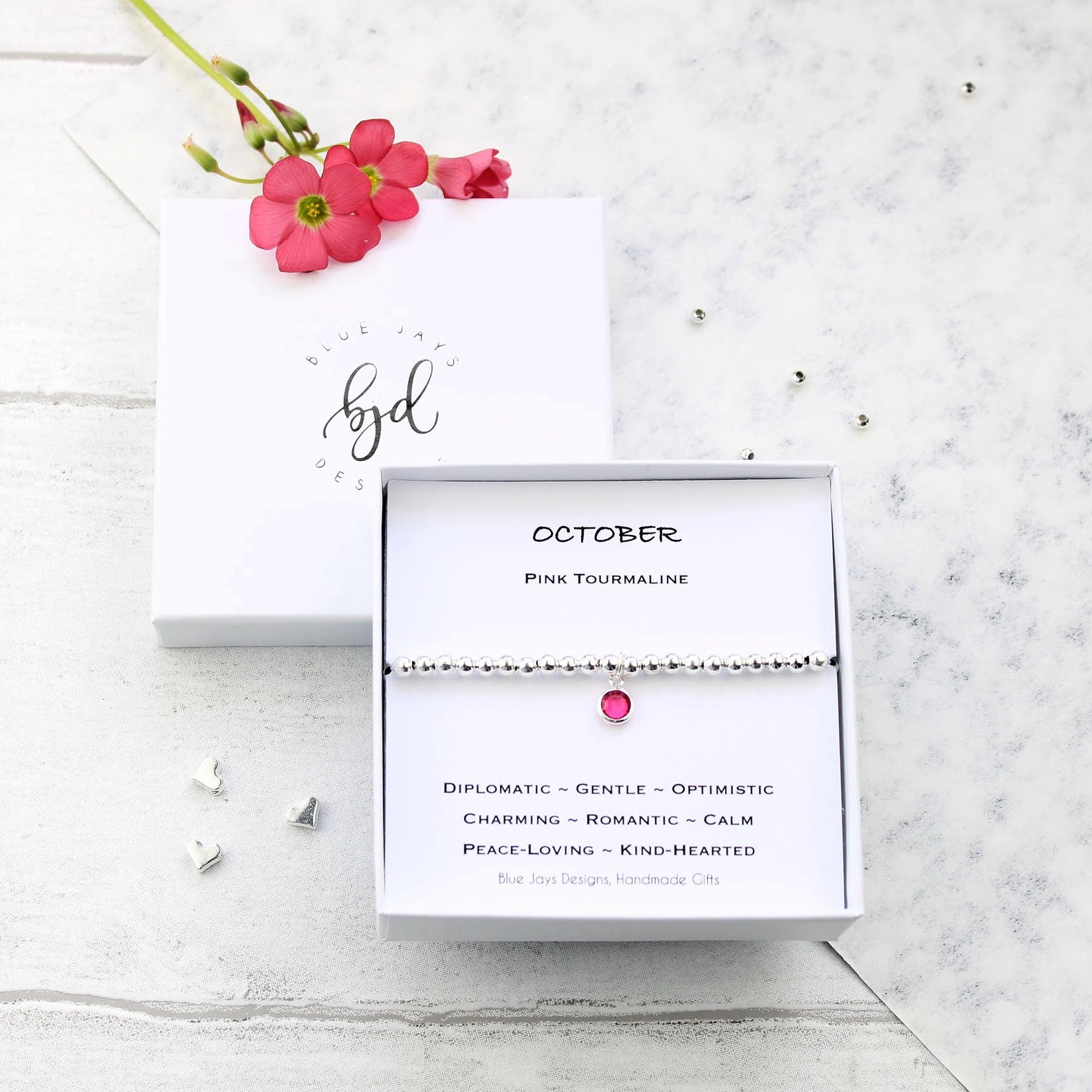 Silver October Birthstone Bracelet Personalised Gifts for - Etsy UK
