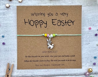 Happy Easter Card, Easter Bunny Wish Bracelet, Easter Gifts for Kids, Easter Basket Filler, Gift From Easter Bunny