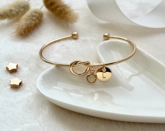 Gold Knot Bangle Bridesmaid Proposal Idea, Bride Gift, Christmas Gifts, Gifts for Women