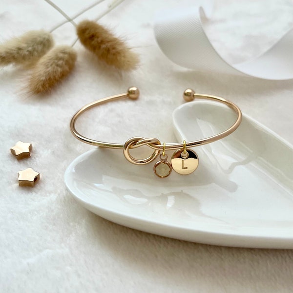 Gold Knot Bangle Bridesmaid Proposal Idea, Bride Gift, Christmas Gifts, Gifts for Women