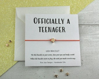 13th Birthday Wish Bracelet: Gold Star Charm, Teenager Gift