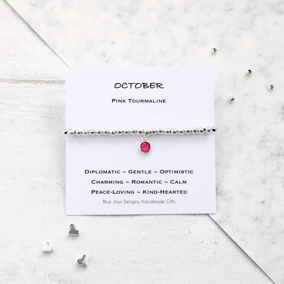 Silver October Birthstone Bracelet, Personalised Gifts for