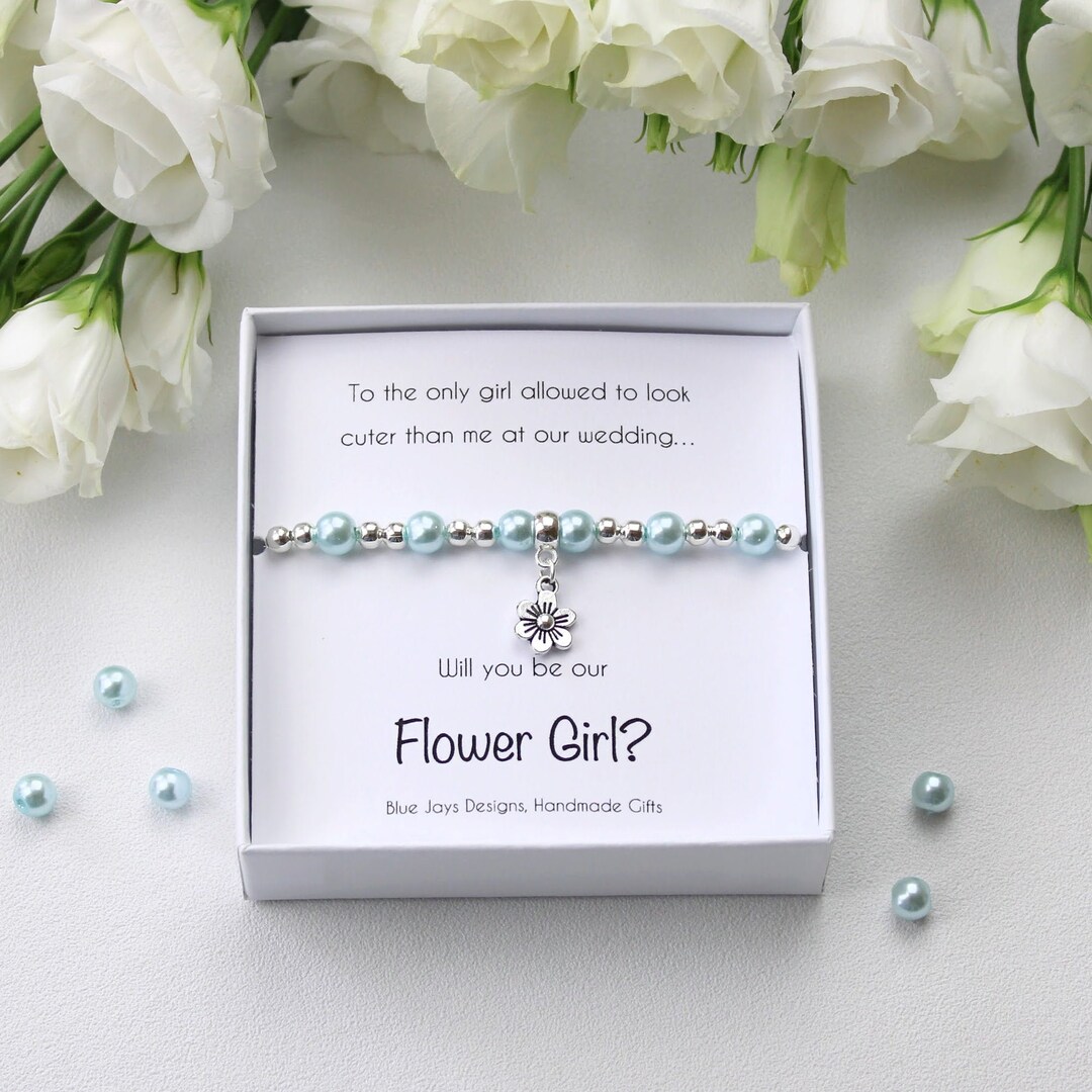 Personalized Flower Girl Pearl Bracelet, Flower Girl, Jewelry, Flower
