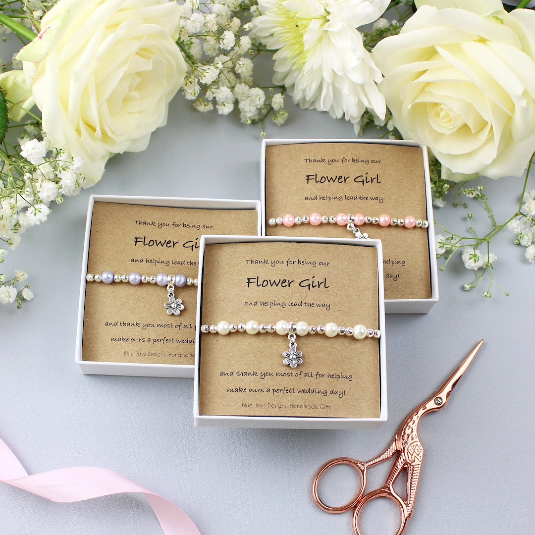 Flower Girl Gift, Thank You Gift, Delicate Bracelet, Wedding Party Gift, White Pearl Bracelet