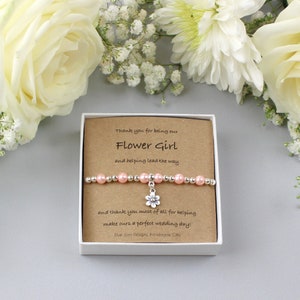 Flower Girl Gift, Thank You Gift, Delicate Bracelet, Wedding Party Gift, White Pearl Bracelet, Bridesmaid Gift, Wedding Favours image 2