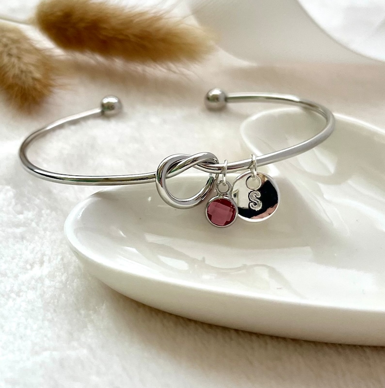 Silverknutarmband, Personlig Brudtärnepresent Till Henne, Julklappar, Present Till Bästa Vän bild 7