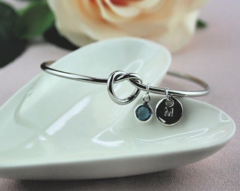 Silver Knot Bracelet, Personalised Bridesmaid Gift For Her, Christmas Gifts, Best Friend Gift