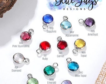 Birthstone Add On Charm, Charm Bracelet, Garnet, Peridot, Ruby, Diamond, Emerald, Sapphire, Topaz, Amethyst, Crystals, Rhinestones