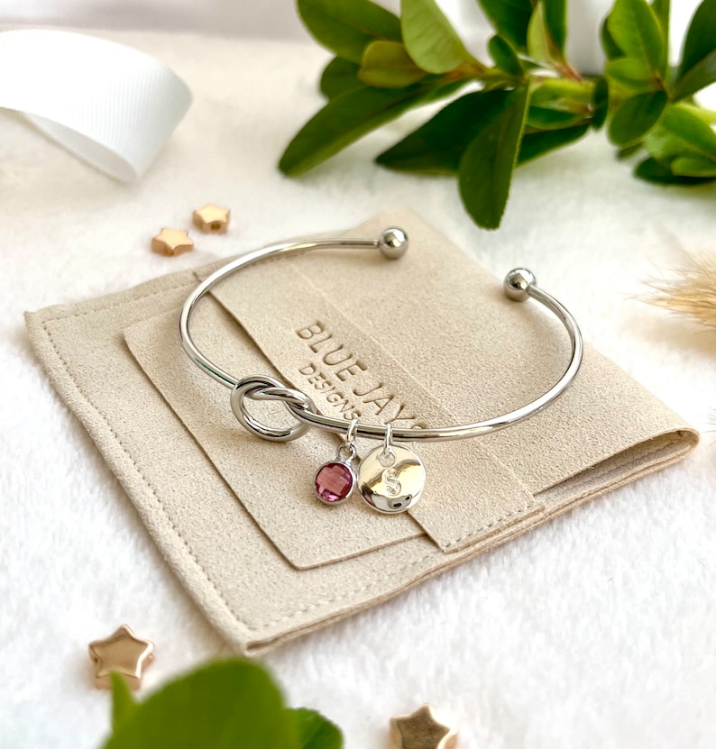 Silbernes Knotenarmband Geschenk für Sie, personalisierte Weihnachtsgeschenke, Geschenk für die beste Freundin, Geschenke für die Trauzeugin, Geburtstagsgeschenk für die Schwester Bild 5