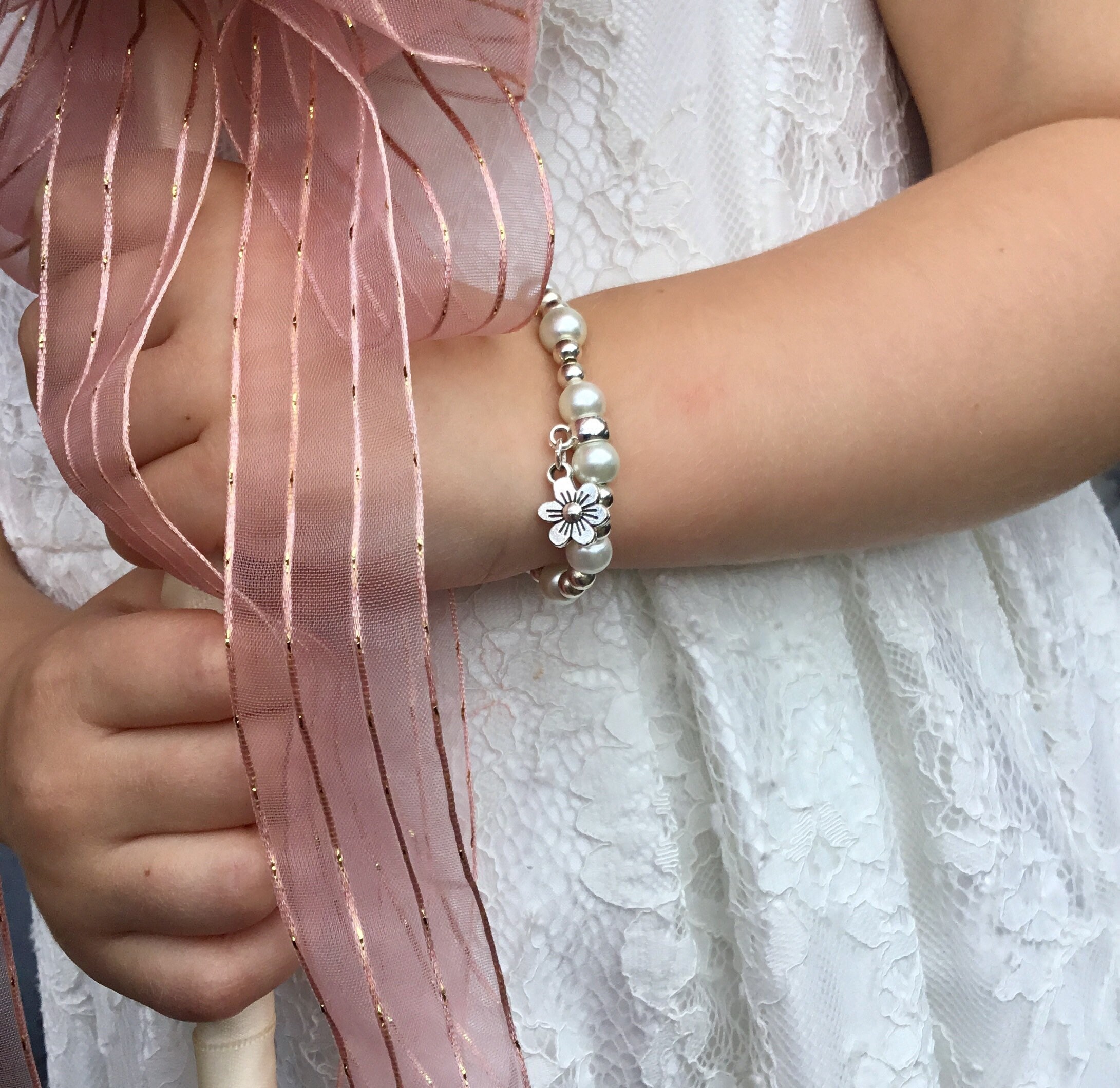 Bracciale in pelle bianca con perline, bracciale boho con perline e