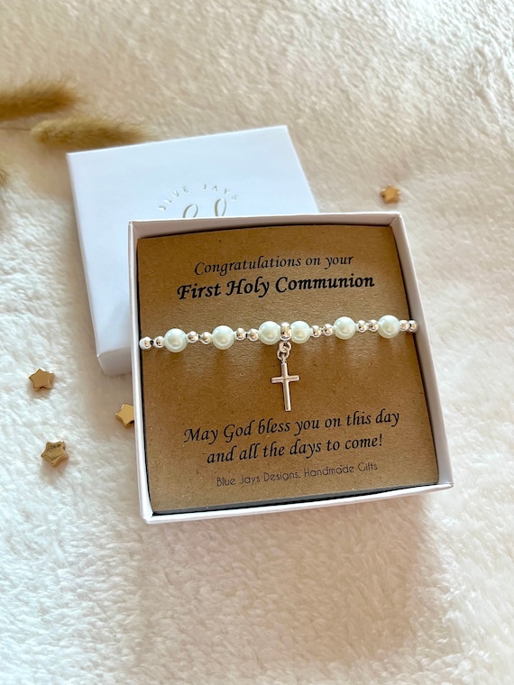First Communion Gift, First Holy Communion Gifts, Communion Bracelet, Confirmation, Communion Dress, Pearl Bracelet, Spiritual Jewellery