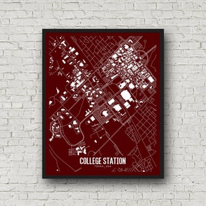 College Station, Texas printable map, Texas A&M wall art, Texas wall art, college graduation gift, apartment wall art, 8x10