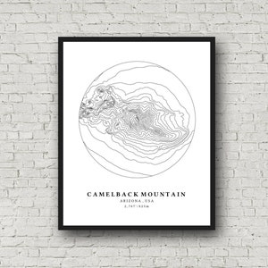 Camelback Mountain Topographic Map, Camelback Mountain Arizona, Printable Topographic Map, Travel Wall Art, Climbing gift, Hiking gift