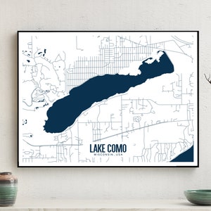 Lake Como Wisconsin Printable Map, Lake Como Wall Art, Wisconsin Map Art, Minimalist Map Art, Lakehouse Decor, Travel Map Art