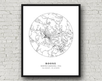 Boone North Carolina Printable Map, Boone NC Wall Art, Printable City Map, North Carolina Minimalist Map Art, Office Wall Art, Printable Map