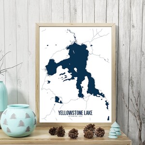 Yellowstone Lake Printable Map, Yellowstone Lake Map, Yellowstone Lake Print, Yellowstone National Park, Wyoming Map, Yellowstone poster