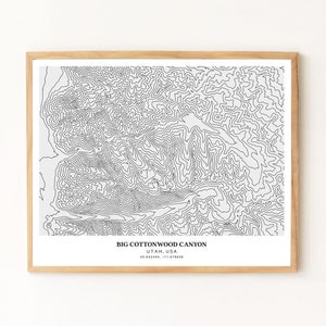 Big Cottonwood Canyon Printable Topographic Map, Cottonwood Canyon Utah Map, Printable Topographic Map, Utah Map, Wasatch Mountains