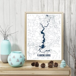 Flaming Gorge Printable Map, Flaming Gorge Utah Map, Flaming Gorge Print, Printable Flaming Gorge Map, Utah Map, Utah Map Print, Wyoming Map