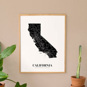 Map of California Printable, California Map, Printable CA Wall Art, California Map Poster, Custom Map Art, Minimalist Map Art, Modern Map